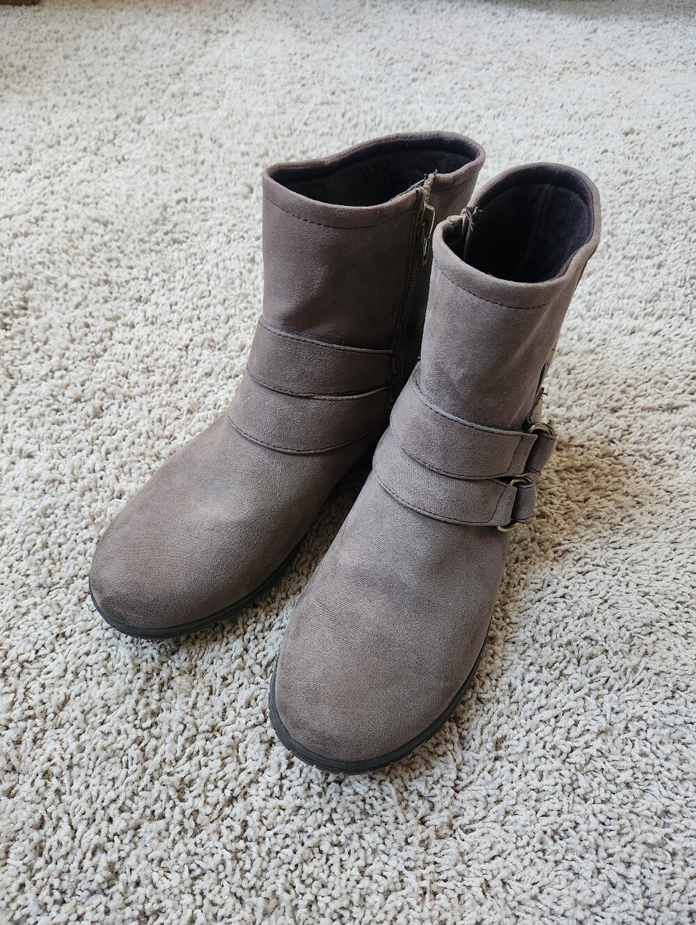 Natural Soul by Naturalizer Royce Taupe Faux Suede Ankle Boots Size 8.5 M